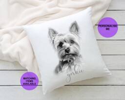 Personalised Yorkshire Terrier Cushion, Dog Breed Gift, Personalised Soft Furnishings