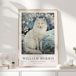 William Morris Print, Art, Exhibition Poster, Arctic Fox, Wolf Winter Prints, Decor, Christmas Fox - thumbnail 1