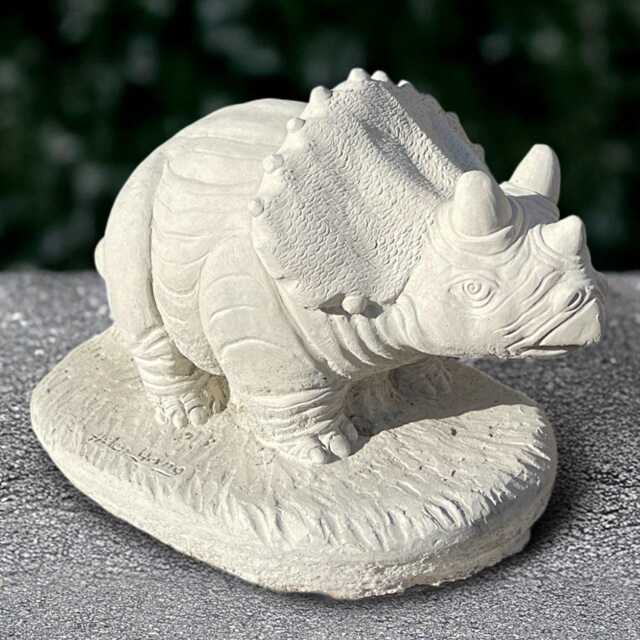 Stone Triceratops Sculpture Concrete Dinosaur Statue Outdoor Animal Decor Dino Lover Gift Handmade Wildlife Ornament Yard Art - image 1