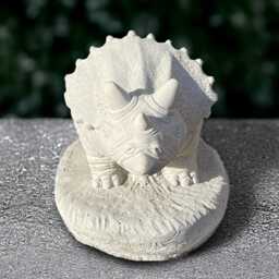 Stone Triceratops Sculpture Concrete Dinosaur Statue Outdoor Animal Decor Dino Lover Gift Handmade Wildlife Ornament Yard Art - thumbnail 2