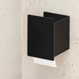 Minimalist Black Toilet Paper Holder, No Drill Bathroom Storage, Modern Roll Dispenser Currato - thumbnail 2