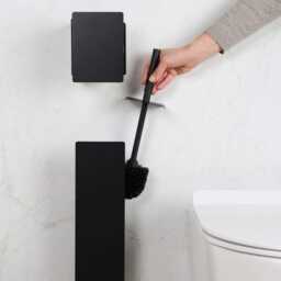 Minimalist Black Toilet Paper Holder, No Drill Bathroom Storage, Modern Roll Dispenser Currato - thumbnail 4