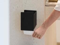 Minimalist Black Toilet Paper Holder, No Drill Bathroom Storage, Modern Roll Dispenser Currato
