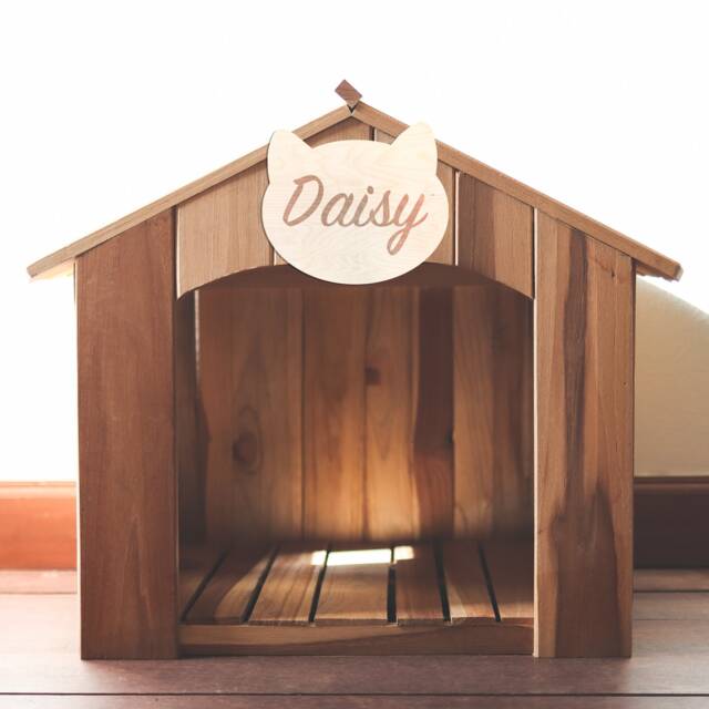 Cat Name Wooden Wall Decor Silhouette Head Pet Plaque - image 1