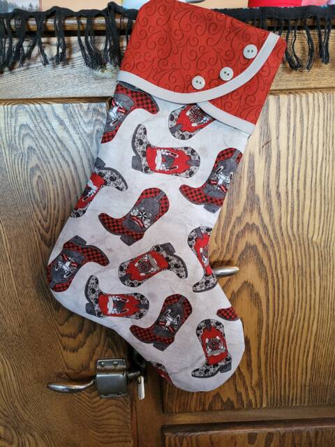 Christmas Stocking With Western Boots Print - image 1