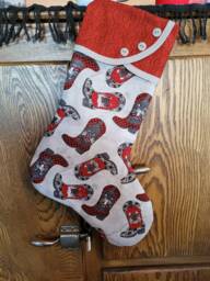 Christmas Stocking With Western Boots Print