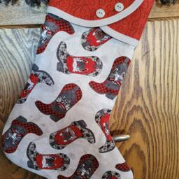 Christmas Stocking With Western Boots Print - thumbnail 2