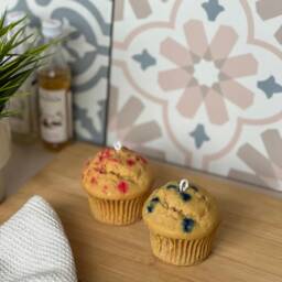 Blueberry Raspberry Chocolate Chip Muffin Cake Candles - Dessert Decorative Handmade Novelty Unique Food Lookalike Gifts Full Size - thumbnail 3