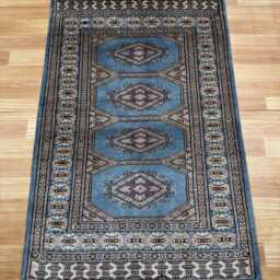 2.6x4 Gray Color Bokhara Rug - 0.80x1.20 Bedroom Luxury Area Turkish Fine Quality Afghan - thumbnail 2