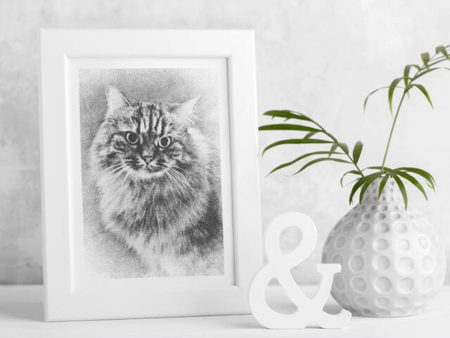 Personalised Pet Portrait Pencil Sketch Effect, Custom Framed Art Print - image 1