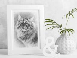 Personalised Pet Portrait Pencil Sketch Effect, Custom Framed Art Print - thumbnail 1