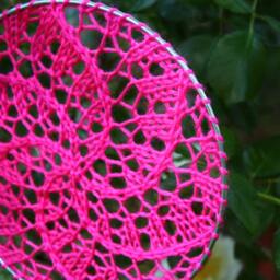 Earring Holder in Hot Pink, Jewelry Display Organizer - Fiber Art Wall Hanging - thumbnail 3