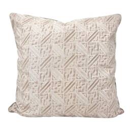 Fortuny Fabric Throw Pillow Cushion Cover Platinum & Silvery Gold Simboli Pattern - Made in Italy - thumbnail 1