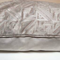 Fortuny Fabric Throw Pillow Cushion Cover Platinum & Silvery Gold Simboli Pattern - Made in Italy - thumbnail 4