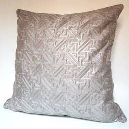 Fortuny Fabric Throw Pillow Cushion Cover Platinum & Silvery Gold Simboli Pattern - Made in Italy - thumbnail 3