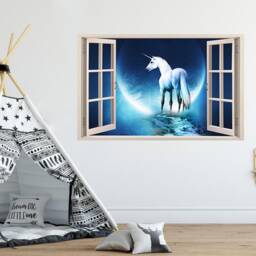 Full Colour Unicorn Wall Art, PVC Decal, Modern Transfer, 3D Window, Sticker - thumbnail 4