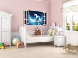 Full Colour Unicorn Wall Art, PVC Decal, Modern Transfer, 3D Window, Sticker