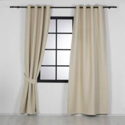 Custom Cream Beige Curtains 65% Blackout, Modern Style - thumbnail 2