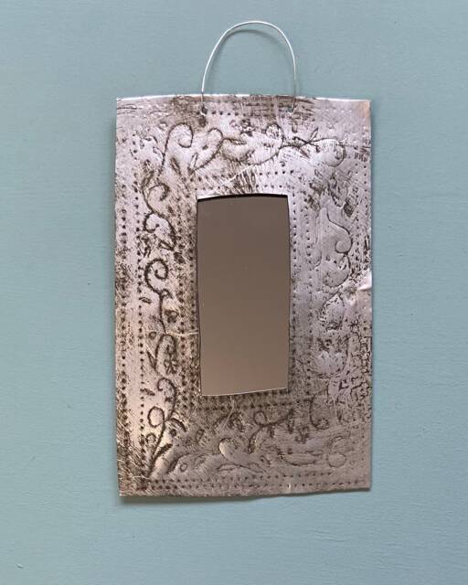 Little Oblong Mirror, Recycled Metal. - Please Read Description Us Customers Please Read Information in Descriptions. Thank You - image 1