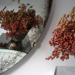 Handcrafted Antiqued Convex Wall Mirror With Brass Clips - thumbnail 4