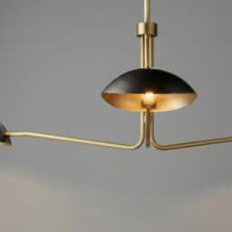 Mid Century Sputnik Chandelier 3-Orb, Brass & Black, Starburst Ceiling Light Fixture - thumbnail 3