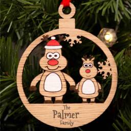 Single Dad Christmas Decoration, Personalised Bauble, Parent Ornament, Reindeer Boy Or Girl, Tree Santa - thumbnail 2