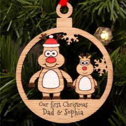 Single Dad Christmas Decoration, Personalised Bauble, Parent Ornament, Reindeer Boy Or Girl, Tree Santa - thumbnail 3