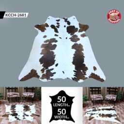 Grand Large Cowhide Rug - Luxurious Dark Brown & White Hair-On Leather For Modern Living - thumbnail 2