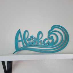 Aloha Metal Art With Wave Hibiscus Flower, Hawaiian Hawaii Ocean Sea, Home Beach House Island Tropical Decor Sign, Wall Hanging Anniversary - thumbnail 3