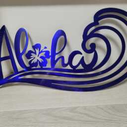 Aloha Metal Art With Wave Hibiscus Flower, Hawaiian Hawaii Ocean Sea, Home Beach House Island Tropical Decor Sign, Wall Hanging Anniversary - thumbnail 4