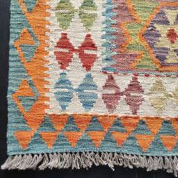 Runner Rug Tribal, Handmade Artisan Afghan Turkish Aztec Sheep Wool Kilim 291x88 cm - thumbnail 4
