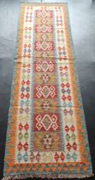 Runner Rug Tribal, Handmade Artisan Afghan Turkish Aztec Sheep Wool Kilim 291x88 cm - thumbnail 1