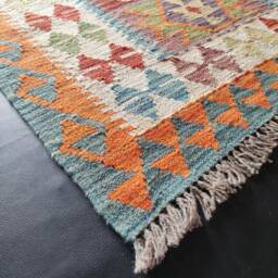 Runner Rug Tribal, Handmade Artisan Afghan Turkish Aztec Sheep Wool Kilim 291x88 cm - thumbnail 2