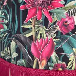 Green & Pink Tropical Birds Velvet Drum Lampshade With Hot Fringe - thumbnail 2