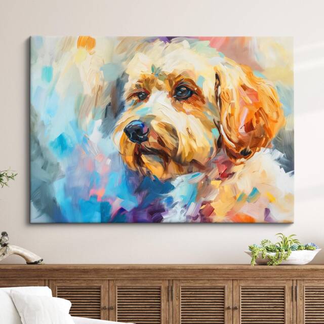 Cockapoo Abstract Oil Painting Framed Print & Canvas Large Sizes Luxury Wall Art Poster Pet Home Decor Interior Dog Lover Gift - image 1