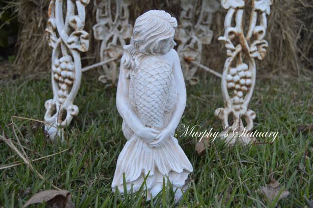 Mermaid Solid Concrete Statue Antique Hand Painted Finished - image 1