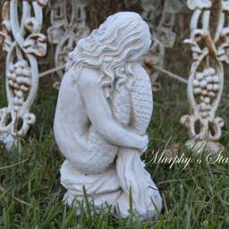 Mermaid Solid Concrete Statue Antique Hand Painted Finished - thumbnail 3