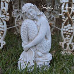 Mermaid Solid Concrete Statue Antique Hand Painted Finished - thumbnail 2