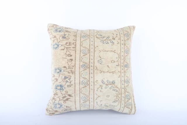 Handmade Turkish Kilim Pillow Embroidered Wool Cushion Cover - 18''x18'' - image 1