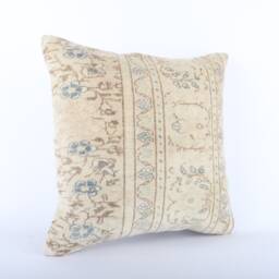 Handmade Turkish Kilim Pillow Embroidered Wool Cushion Cover - 18''x18'' - thumbnail 2