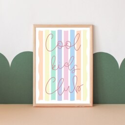 Pastel Stripe Cool Kids Club Print, Perfect For Girls Room, Boys Room Or Play - Print Only - thumbnail 2