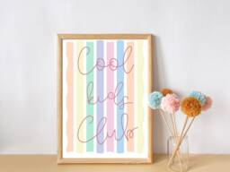 Pastel Stripe Cool Kids Club Print, Perfect For Girls Room, Boys Room Or Play - Print Only - thumbnail 1