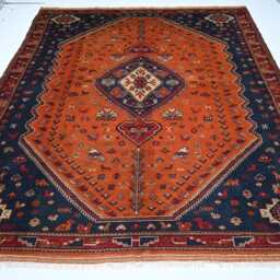 8x10 Ft Orange Vintage Style Afghan Caucasian Rug Handmade Soft Pile Wool Rug, Tribal Large Geometric Living Room Dining Table - thumbnail 2