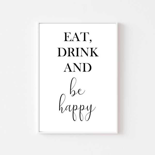 Eat Drink & Be Happy Print - Kitchen Prints Dining Room - image 1