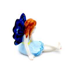 Miniature Ceramic Fairy Princess Sitting Little Blue White Figurine Tiny Statue Small Decoration Collectible Hand Painted Mini Figure Deco - thumbnail 2
