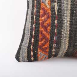Bohemian Kilim Pillow 16x16 Turkish Wool Cushion Cover - thumbnail 2