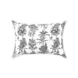 Chinoiserie Monkey Pillow Cover - Pure Cotton Twill Print Fabric Vintage Exotic Tropical Jungle Design Black White Decorative Cushion - thumbnail 2