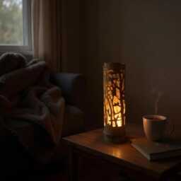 Handmade Bamboo Table Lamp Forest Design, Feng Shui Decor - 12 Inches - thumbnail 4