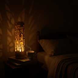 Handmade Bamboo Table Lamp Forest Design, Feng Shui Decor - 12 Inches