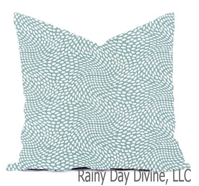Pillow Cover Throw Accent - Spa Blue Green Mist Sage Modern Lattice Ikat 16x16, 18x18 - image 1